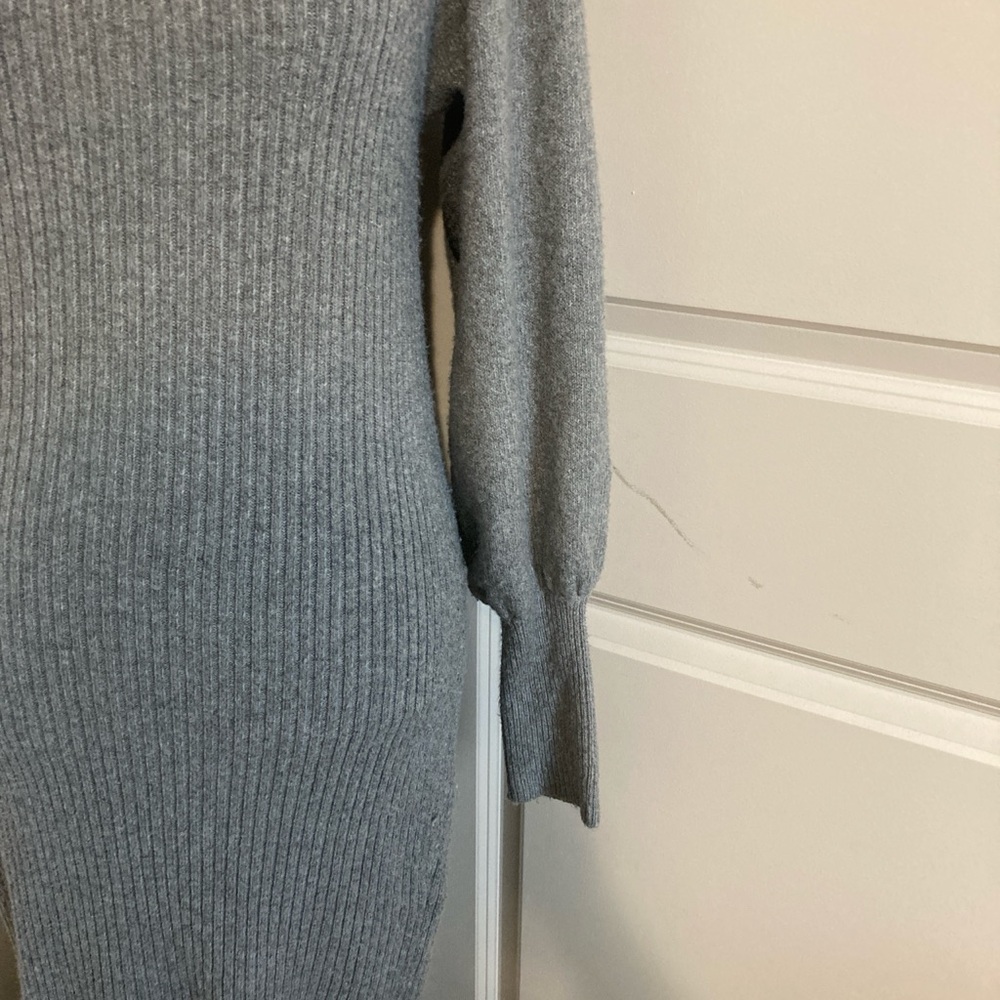 Scoop Women’s Gray Knit Long Puff Sleeve Maxi Dress - Picture 3 of 5